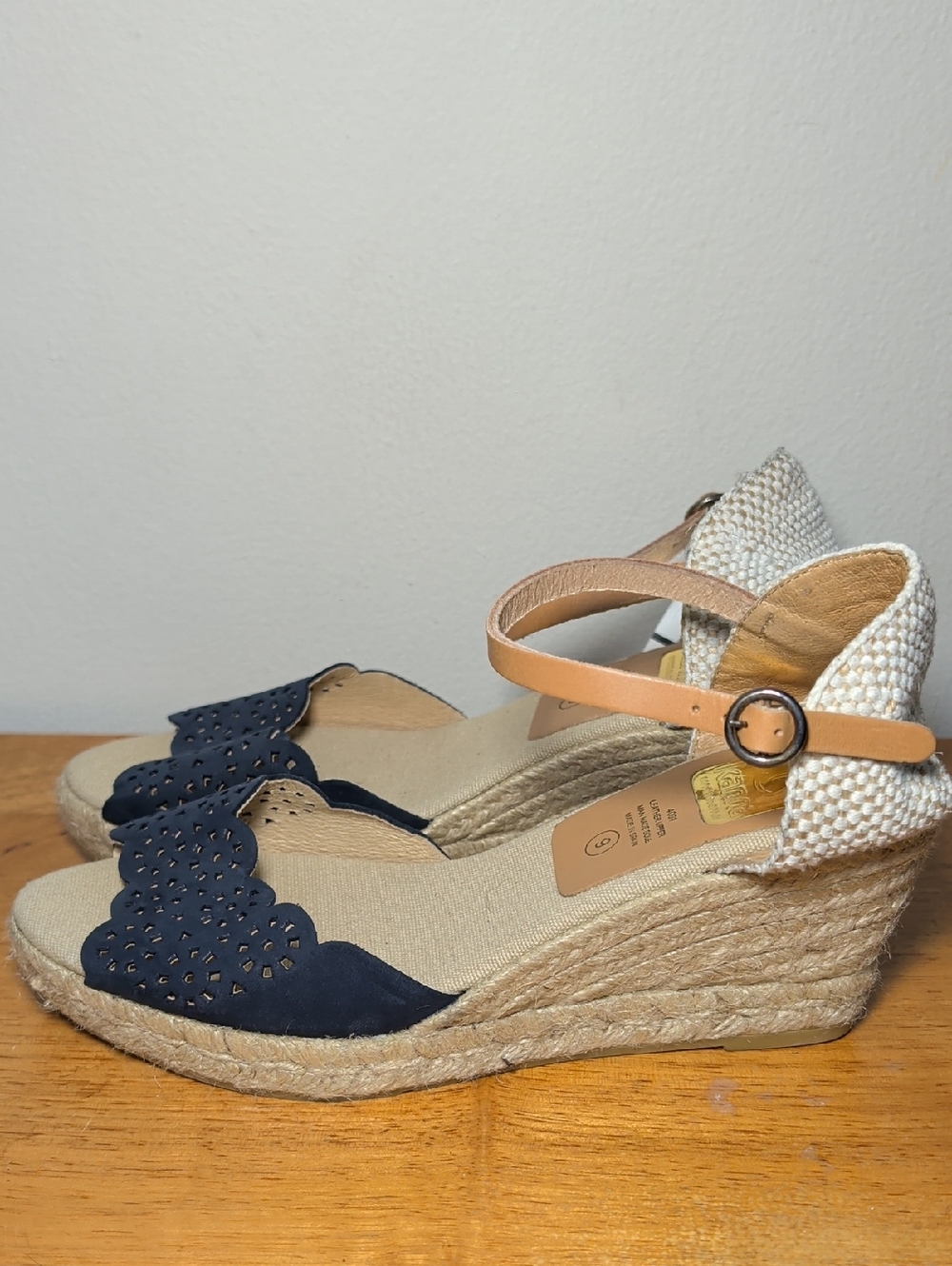 Kanna Women's Ankle Strap Wedge Espadrille Sandal Blue Suede Summer NEW Size 9 - Picture 3 of 7